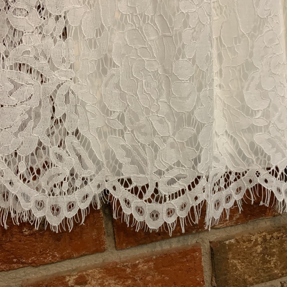 LAST CHANCE! DB Studio White Lace V Neck Bridal Dress - Picture 6 of 11